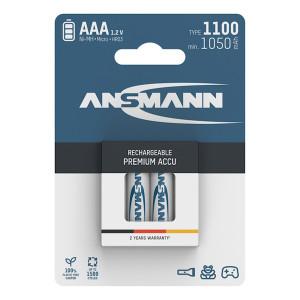 Ansmann Rechargeable AAA Batteries NiMH 1100mAh Pack of 4