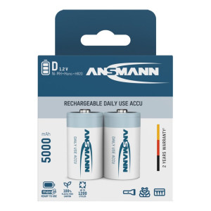 Ansmann Rechargeable Maxe D Batteries NiMH 5000mAh Pack of 2
