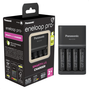 Panasonic UK Smart Plus Charger with 4 x Eneloop Pro AA 2500mAh Batteries