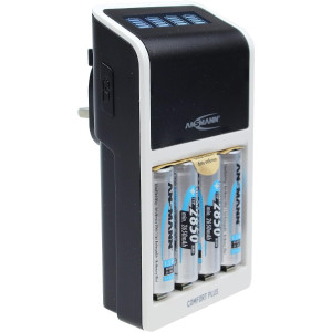 Ansmann Comfort Plus Charger with 4 x AA 2850mAh Rechargeable Batteries