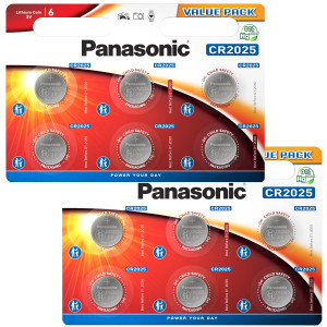 Panasonic CR2025 3V Lithium Battery 2025 Pack of 12