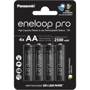 Panasonic Eneloop Pro AA 2500mAh Rechargeable Batteries   4 Pack