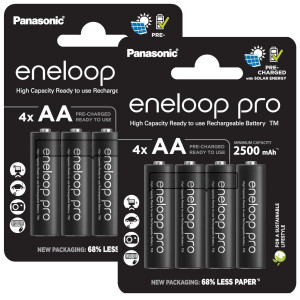 Panasonic Eneloop Pro AA 2500mAh Rechargeable Batteries   8 Pack