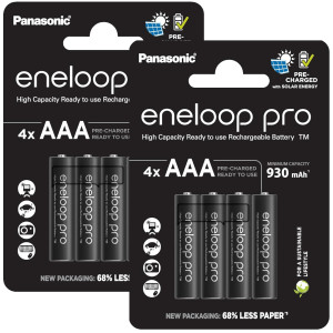 Panasonic Eneloop Pro AAA 930mAh Rechargeable Batteries   8 Pack