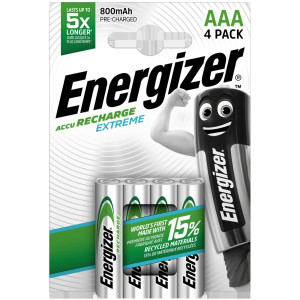 Energizer Accu Rechargeable Extreme AAA Batteries 800mAh NiMH HR03