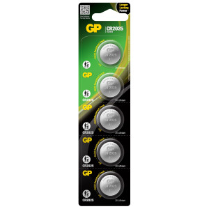 GP Batteries GP Lithium CR2025 Batteries 3 Volt Pack of 5 CR2025-C5