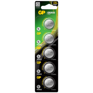 GP Batteries GP Lithium CR2032 Batteries 3 Volt Pack of 5 CR2032-C5