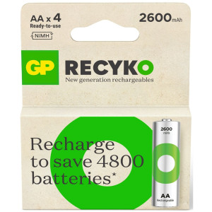 GP Batteries GP Recyko Rechargeable AA Batteries 2600mAh 4-Pack
