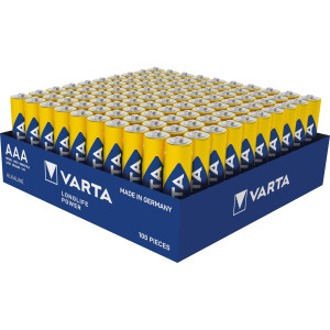Tray of 100 Varta Longlife Power AAA LR03 Alkaline Batteries