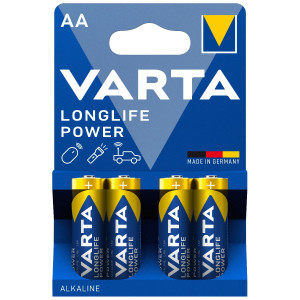 Varta Longlife Power AA Batteries LR6 MN1500 Alkaline 1.5V Pack of 4