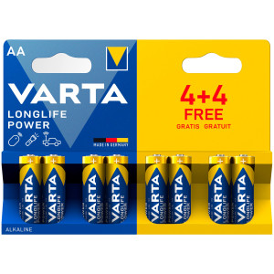 Varta Longlife Power AA Alkaline Batteries LR6 4+4 Free 8-Pack