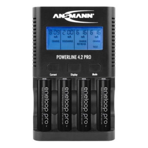 Ansmann Powerline 4.2 Pro Battery Charger with 4 x Eneloop Pro AA Batteries