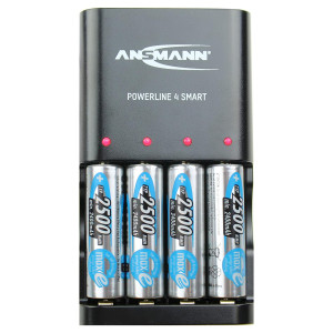 Ansmann Powerline 4 Smart Charger with 4 x 2500mAh AA Batteries