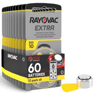 Rayovac Extra Size 10 Hearing Aid Batteries Yellow  10-Packs 60-Cells