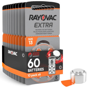 Rayovac Extra Size 13 Hearing Aid Batteries Orange  10-Packs 60-Cells