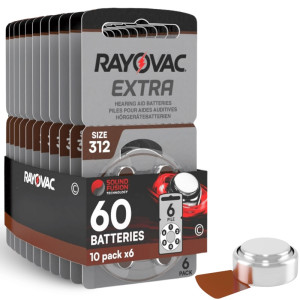 Rayovac Extra Size 312 Hearing Aid Batteries Brown   10-Packs 60-Cells