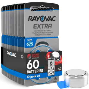 Rayovac Extra Size 675 Hearing Aid Batteries Blue   10-Packs 60-Cells