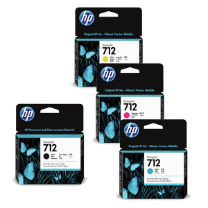 Tinten-Set Nr. 712 HC Cyan Magenta Yellow Schwarz für DesignJet T230 T250 T630 T650 Studio Tinte 4-Pack 4er Multipack - HP Power Partner