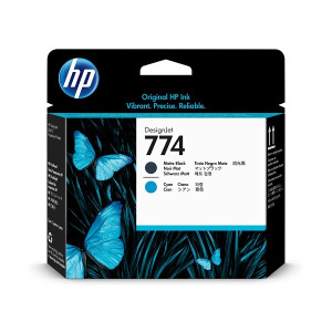 Druckkopf  Nr. 774 P2W01A Mattschwarz + Cyan - HP Power Partner