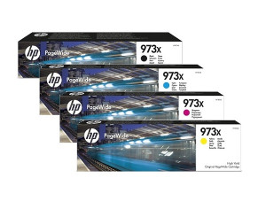 Tintenset CMYK Nr. 973x PageWide Pro 452 477 P57750 P55250 477dw Cyan Magenta Gelb Schwarz Tinte Tinten-Set Tinten - HP Power Partner