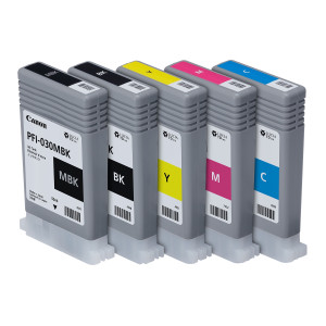 Tinten-Set PFI-030 / PFI-031 (Schwarz, Mattschwarz, Cyan, Magenta, Gelb) für TM-240 / TM-340 - Canon Gold Partner