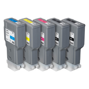 Tinten-Set PFI-320 / PFI-321 (BK/MBK/C/M/Y) für TM-255 / TM-350 / TM-355, 5x 300ml - Canon Gold Partner