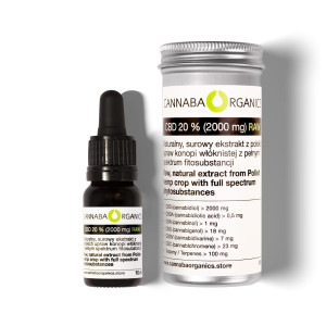 Olejek CBD 20% surowy z chlorofilem w buteleczce 10 ml z puszką aluminiową