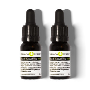 Olejek CBD 20% surowy z chlorofilem w zestawie 2 buteleczek 10 ml