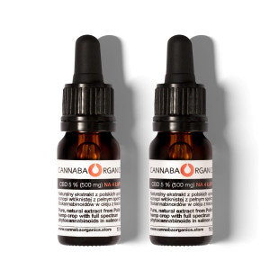 Olejek CBD 5% NA 4 ŁAPY z olejem z łososia w zestawie 2 buteleczek 10 ml