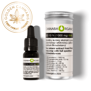 Olejek CBD 10% surowy z chlorofilem w buteleczce 10 ml z puszką aluminiową