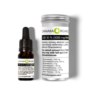 Olejek CBD 30% surowy z chlorofilem w buteleczce 10 ml z puszką aluminiową