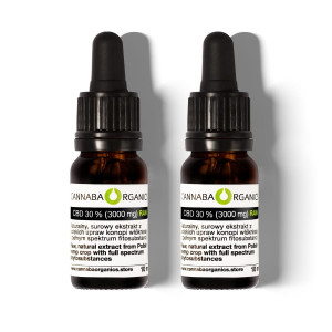 Olejek CBD 30% surowy z chlorofilem w zestawie 2 buteleczek 10 ml