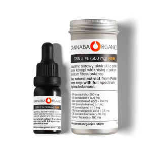 Olejek CBN 5% surowy z chlorofilem w buteleczce 10 ml z puszką aluminiową