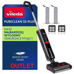 Bezprzewodowy, pionowy odkurzacz myjący Vileda PureClean S5 Plus OUTLET 135.