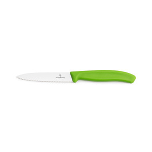 Nóż do warzyw i owoców Victorinox 6.7736.L4 - 10 cm prosty z ząbkami zielony