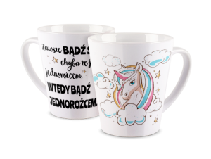 Kubek latte z nadrukiem - Bądź jednorożcem