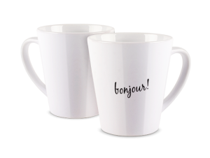 Kubek latte z nadrukiem - Bonjour