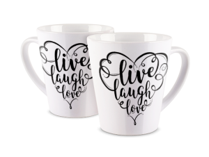 Kubek latte z nadrukiem - Live Laugh Love