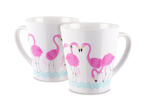 Kubek latte z nadrukiem - Parada flamingów