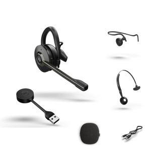 Jabra Engage 55 SE MS convertible, DECT Einzelheadset 3 in 1 inkl. DECT USB-A Dongle und Ladeschale