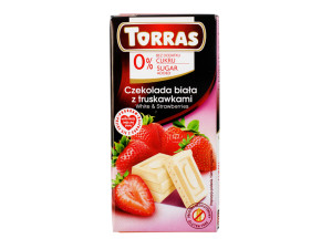 TORRAS Czekolada biała z truskawkami 75g Torras