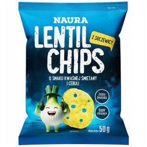 Naura Chipsy z czerwonej soczewicy o smaku śmietany i cebuli 50g