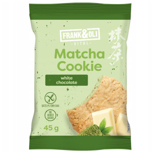 Frank&Oli Miękkie ciasteczko owsiane Matcha z białą czekoladą 45g
