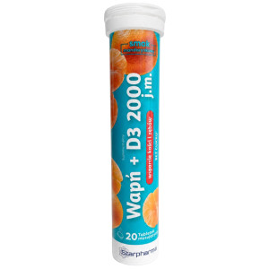 STARPHARMA Wapń + D3 2000 j.m., 20 tabletek musujących