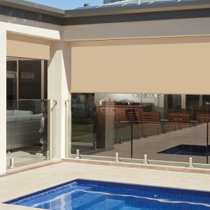 CÔTÉ STORE Store vertical enrouleur extérieur pour terrasse ou balcon - Blanc laqué - Dune - 1,8 x 2,5 m