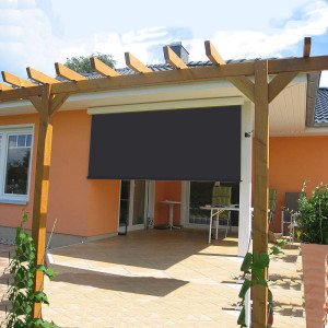 CÔTÉ STORE Store vertical enrouleur extérieur pour terrasse ou balcon - Blanc laqué - Gris anthracite