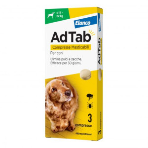 Elanco Italia spa Adtab per Cani da 11 a 22 kg 3 Compresse Masticabili 225mg