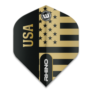 Dart Flights | Winmau Rhino Black & Gold Flag - USA 6905.205 | Winmau | 3-pack, 25% tjockare, 40 × 1 × 111 mm, vikt: 3 gram | Hållbara Dart Flightsbla