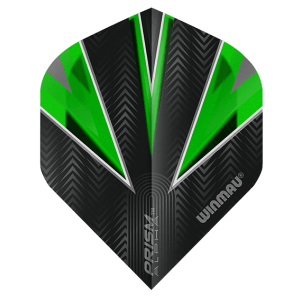 Dart Flights | Winmau Prism Alpha Black & Green 3-pack | Winmau | Vikt: 3 gram, Transparent material för bättre luftflöde och stabilitet | Darttillbeh