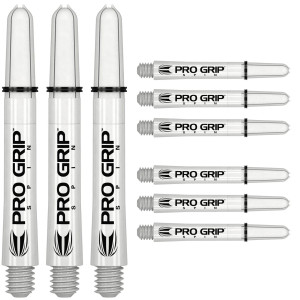 Dartskaft | Target Pro Grip 3 Sets Spin White Medium 48mm | Target | Hållbara skaft, Vit design, 12g vikt, Medium längd | Darttillbehör, Träffsäkerhe